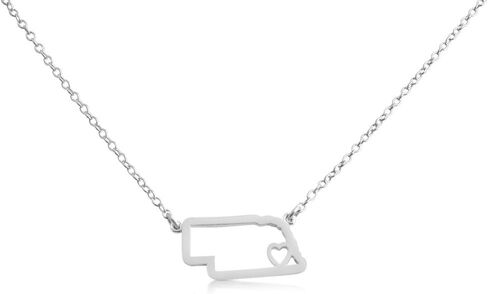 AZAGGI 925 Sterling Silver Necklace American USA State Pendant Necklace NE Nebraska Home is Where The Heart Is in Saudi Arabia