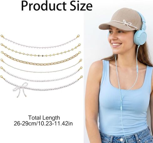Trucker Hat Chains, Detachable Hat Chains for Women Trucker Hats, Metal Pearl DIY Hats Charms Accessories for Women Men for Casual and Outdoor Activities in Kuwait