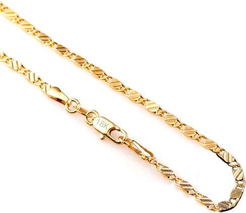 925 Sterling Silver or 18K Gold Plated Italian 2mm Diamond-Cut Solid Flat Mariner Link Chain Necklace for Women Mens Sterling Silver Necklace, with with Gift Box 16-26in in Saudi Arabia