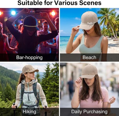 Trucker Hat Chains, Detachable Hat Chains for Women Trucker Hats, Metal Pearl DIY Hats Charms Accessories for Women Men for Casual and Outdoor Activities in Kuwait