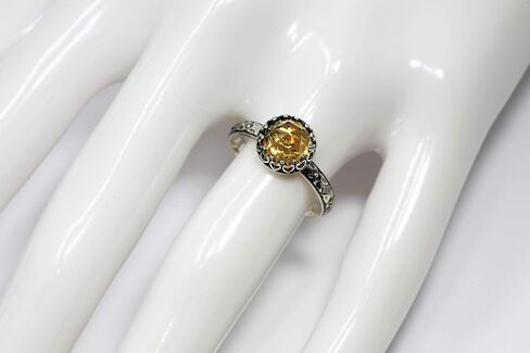 8mm Rose Cut Citrine Ring Symmetrical Flower Crown Vintage Silver in Saudi Arabia