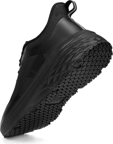 AVW Non Slip Work Shoes for Men, Breathable Mesh Lightweight Sneakers，Water Resistant Upper Slip On Chef Shoes，Comfortable Oil Resistant Work Shoes，Black in Saudi Arabia