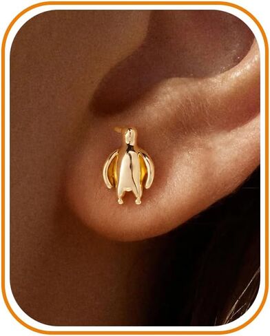 Flat Back Earrings - 14k Gold/White Gold Plated Tiny Ocean Animal Flat Back Stud Earrings for Women,Cute Dolphin Shark Whale Fish Seahorse Shell Turtle Octopus Manta Ray Cartilage Helix Tragus Flatback Stud in Saudi Arabia