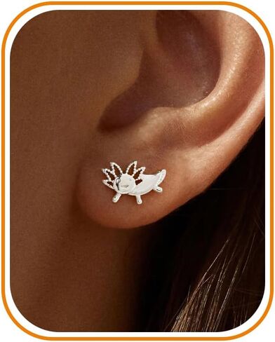 Flat Back Earrings - 14k Gold/White Gold Plated Tiny Ocean Animal Flat Back Stud Earrings for Women,Cute Dolphin Shark Whale Fish Seahorse Shell Turtle Octopus Manta Ray Cartilage Helix Tragus Flatback Stud in Saudi Arabia