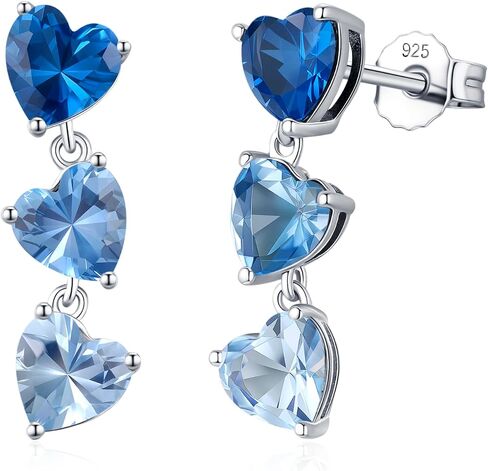 LOVANS Heart Drop Dangle Earrings, Hypoallergenic 925 Sterling Silver Earrings with Push Back Stud for Women, Birthstone Jewelry Birthday Graduation Gifts for Daughter Mom Granddaughter in Saudi Arabia