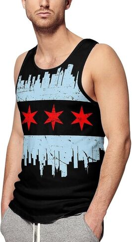 Zakqeik Chicago-City Flag Men's Classic Tank Tops Muscle Tee Sleeveless T-Shirt for Bodybuilding Running in Saudi Arabia