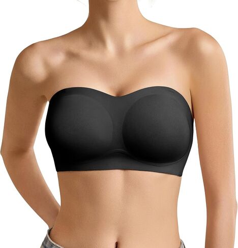 Strapless Bra for Women Bandeau Bras Wireless Seamless Padded Tube Bra Non-Slip Silicone Invisible Bralette in Saudi Arabia
