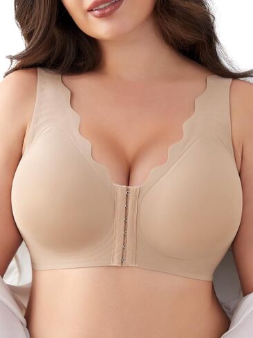 Slimers Front Closure Bra for Women: Wireless Post Surgery Compression Bras - Full Coverage Front Hook Comfort Soft Bras in Saudi Arabia