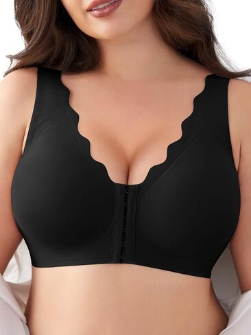 Slimers Front Closure Bra for Women: Wireless Post Surgery Compression Bras - Full Coverage Front Hook Comfort Soft Bras in Saudi Arabia