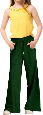 Girls Baggy Sweatpants Oversized Wide Leg Drawstring Sweat Pants Elastic High Waist Athletic Joggers Fall Clothes in Saudi Arabia