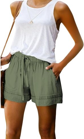 Womens Drawstring Shorts Summer Elastic Waist Casual Lightweight with Pockets in Saudi Arabia