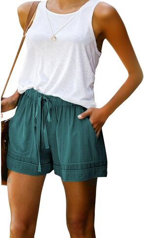 Womens Drawstring Shorts Summer Elastic Waist Casual Lightweight with Pockets in Kuwait