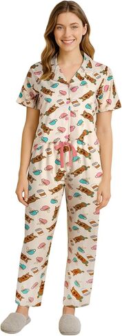 COCO BRANDS Scooby-Doo Smurfs Chucky Miffy Womens Pajama Sets - 2 Piece Button Down Sleep Shirt and Matching PJ Set in Kuwait