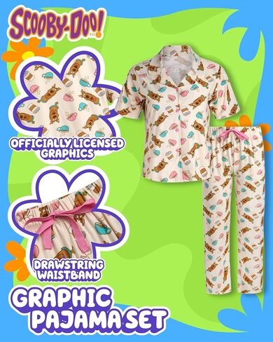 COCO BRANDS Scooby-Doo Smurfs Chucky Miffy Womens Pajama Sets - 2 Piece Button Down Sleep Shirt and Matching PJ Set in Kuwait