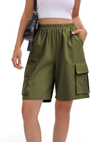 AULKEEP Loose Shorts for Women High Waist Stretch Womens Cargo Short Summer Bottoms with Pockets in Saudi Arabia