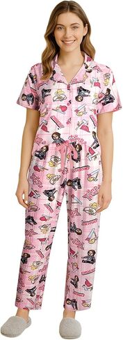 COCO BRANDS Scooby-Doo Smurfs Chucky Miffy Womens Pajama Sets - 2 Piece Button Down Sleep Shirt and Matching PJ Set in Kuwait