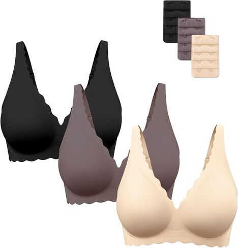 Gailife Seamless Bra Wireless Jelly Bras for Women No Underwire Comfort Push Up Bra Deep V Everyday Bra Adjustable Bralettes -HBHFH,L in Saudi Arabia