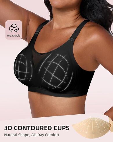 Wireless Bras for Women No Underwire Full Coverage Seamless Jelly Bralette Breathable Mesh T-Shirt Bra in Kuwait
