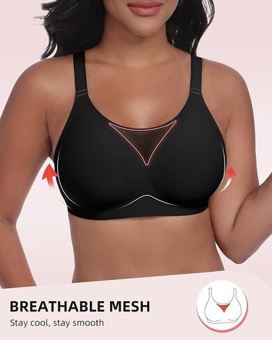 Wireless Bras for Women No Underwire Full Coverage Seamless Jelly Bralette Breathable Mesh T-Shirt Bra in Kuwait