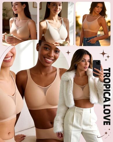 Wireless Bras for Women No Underwire Full Coverage Seamless Jelly Bralette Breathable Mesh T-Shirt Bra in Kuwait