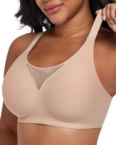 Wireless Bras for Women No Underwire Full Coverage Seamless Jelly Bralette Breathable Mesh T-Shirt Bra in Saudi Arabia