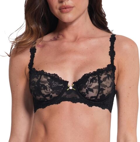 Semi-Sheer Lace Demi Balconette Bra for Small Bust, Unlined Underwire Light Support Daily Wear 32B-38B in Saudi Arabia