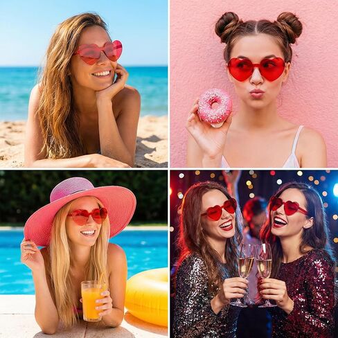 50 Pairs Heart Shaped Sunglasses Bulk, Candy Color Rimless Fun Red Heart Sunglasses Transparent Red Hearts Glasses for Bachelorette Summer Women Valentine Day Party Favors in Saudi Arabia