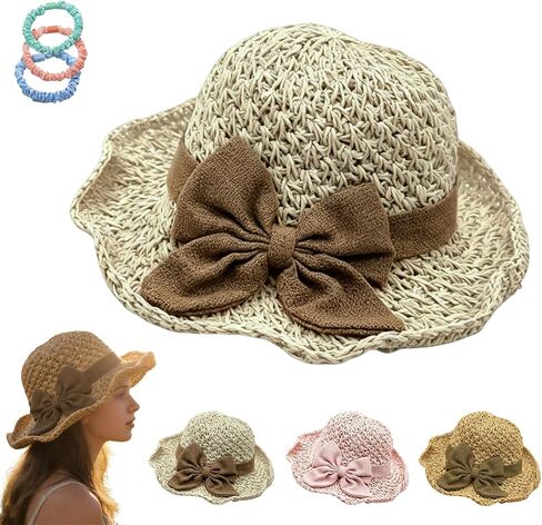 Elegant Woven Straw Sun Hat, 2026 New Womens Sun Hat, Wide Brim Bucket Foldable Breathable for Women in Saudi Arabia