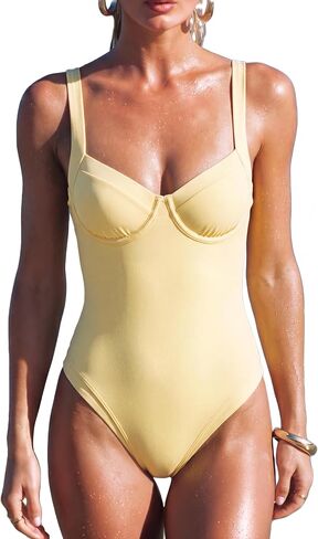 SUUKSESS Women Sexy Underwire One Piece Swimsuit Color Block Cutout Bathing Suit in Kuwait