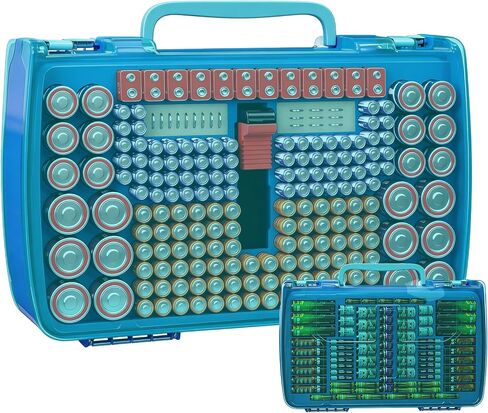 Aptbyte Battery Organizer Storage Holder Box Case with Tester- 269 Batteries Double-Sided Variety Pack, Holds AA AAA 4A C D Cell 9V 3V Lithium LR44 CR2 CR123 CR1632 18650 Button- Grey (Box Only) in Saudi Arabia
