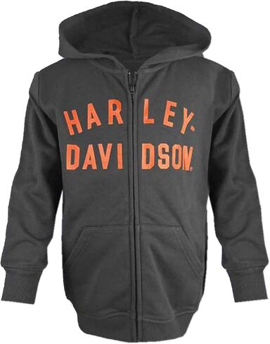 Harley-Davidson Little Boys' French Terry Toddler Zip-Up Hooded Sweatshirt Black in Kuwait