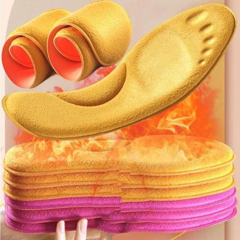1pair Self-Heated Insoles Foot Thicken Insole Memory Foam Shoe Pads Winter Warm Men Women Sports Shoes Pads Accessories (Yellow,43-44) in Kuwait
