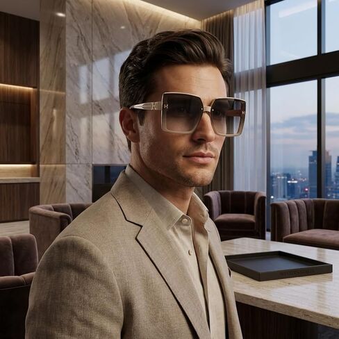 Oversized Square Sunglasses, Unisex Fashion Luxury Designer Style Shades with Gradient Tinted Lenses in Saudi Arabia