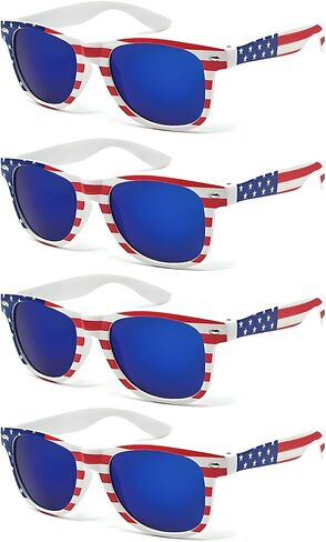 4 Pairs American Flag Sunglasses Bulk for Men Women UV400 Protection Classic Patriot in Saudi Arabia