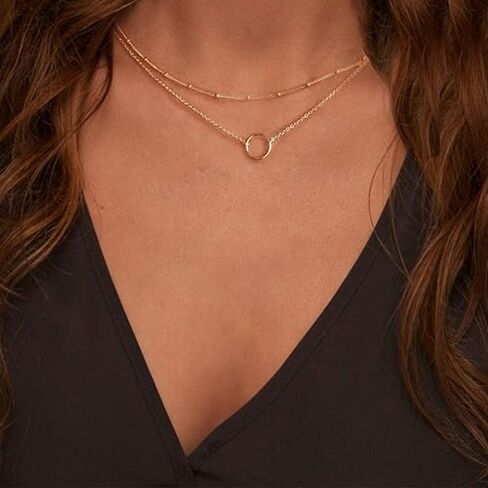 Elegant Chain Necklaces for Women – Layered Gold Choker with Arrow Bar Pendant, Adjustable Lobster Clasp Design in Kuwait