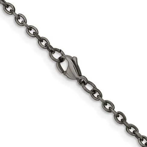 The Black Bow 2.9mm Dark Gray Titanium Classic Polished Cable Chain Necklace, 18 In in Saudi Arabia