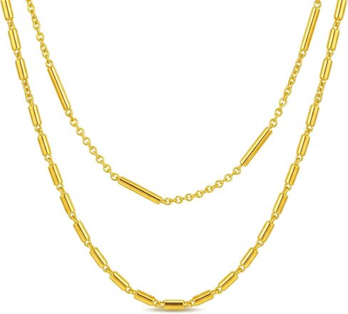 Layered Necklaces for Women, 18K Gold Plated Stackable Dainty Choker Necklace, Trendy Gold Handmade Layered Chain Pendant Necklace Jewelry Set Gifts for Women in Saudi Arabia