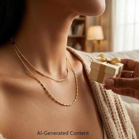 Layered Necklaces for Women, 18K Gold Plated Stackable Dainty Choker Necklace, Trendy Gold Handmade Layered Chain Pendant Necklace Jewelry Set Gifts for Women in Saudi Arabia