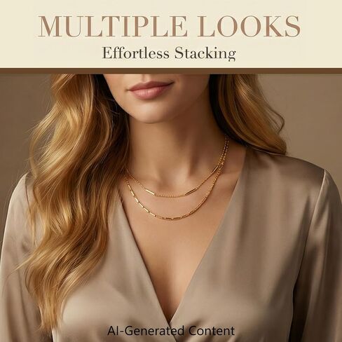 Layered Necklaces for Women, 18K Gold Plated Stackable Dainty Choker Necklace, Trendy Gold Handmade Layered Chain Pendant Necklace Jewelry Set Gifts for Women in Saudi Arabia