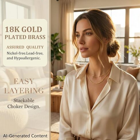 Layered Necklaces for Women, 18K Gold Plated Stackable Dainty Choker Necklace, Trendy Gold Handmade Layered Chain Pendant Necklace Jewelry Set Gifts for Women in Saudi Arabia