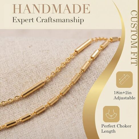 Layered Necklaces for Women, 18K Gold Plated Stackable Dainty Choker Necklace, Trendy Gold Handmade Layered Chain Pendant Necklace Jewelry Set Gifts for Women in Saudi Arabia