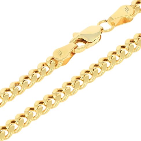 Nuragold 10k الذهب الأصفر الحقيقي ميامي الكوبي خفيف الوزن وصلة سلسلة 4 مم (16 "-30") مجوهرات إيطالية للرجال والنساء in Saudi Arabia