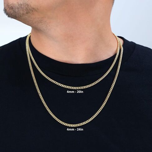 Nuragold 10k الذهب الأصفر الحقيقي ميامي الكوبي خفيف الوزن وصلة سلسلة 4 مم (16 "-30") مجوهرات إيطالية للرجال والنساء in Saudi Arabia