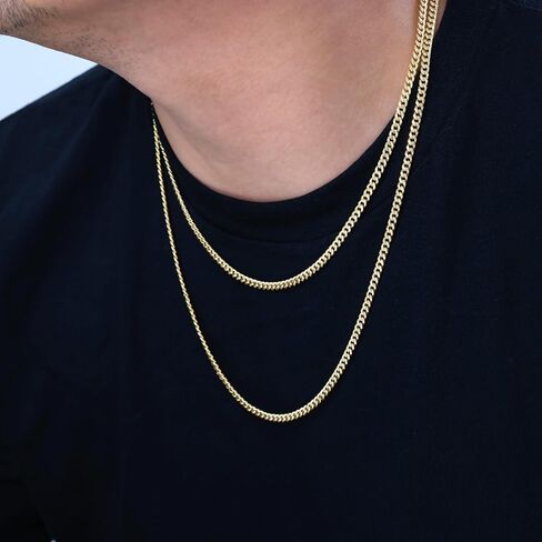Nuragold 10k الذهب الأصفر الحقيقي ميامي الكوبي خفيف الوزن وصلة سلسلة 4 مم (16 "-30") مجوهرات إيطالية للرجال والنساء in Saudi Arabia