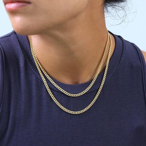 Nuragold 10k الذهب الأصفر الحقيقي ميامي الكوبي خفيف الوزن وصلة سلسلة 4 مم (16 "-30") مجوهرات إيطالية للرجال والنساء in Saudi Arabia