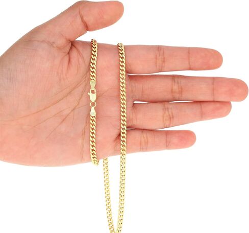 Nuragold 10k الذهب الأصفر الحقيقي ميامي الكوبي خفيف الوزن وصلة سلسلة 4 مم (16 "-30") مجوهرات إيطالية للرجال والنساء in Saudi Arabia