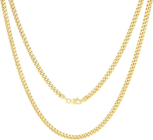 Nuragold 10k الذهب الأصفر الحقيقي ميامي الكوبي خفيف الوزن وصلة سلسلة 4 مم (16 "-30") مجوهرات إيطالية للرجال والنساء in Saudi Arabia