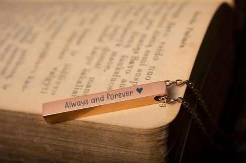 Personalized Necklace With Secret Morse Code - 4 Sides Engraved 3D Verticat Bar Pendant with Custom Text, Jewellery Gift for Boyfriend or Girlfriend (KP.2) in Kuwait