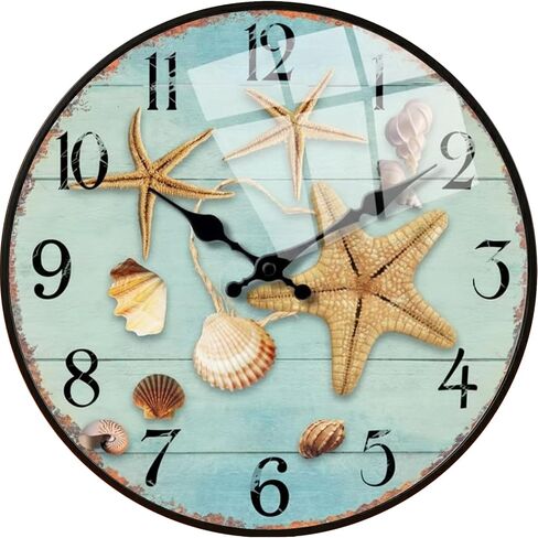 Wall Clock —12-inch Silent No Ticking Sound Battery Operated Vintage Floral Pattern Wooden Dial Easy-Clean Glass Cover — Suitable for Living Room and Bedroom Decoration Great Gift in Kuwait