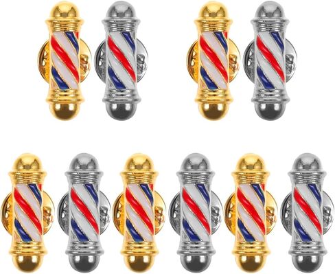 FRCOLOR 10Pcs Creative Barber Shop Light Brooch Pin Vintage Barber Shop Charms Golden Silver Plating Alloy Lapel Pins for Men Women Clothing Decoration in Kuwait